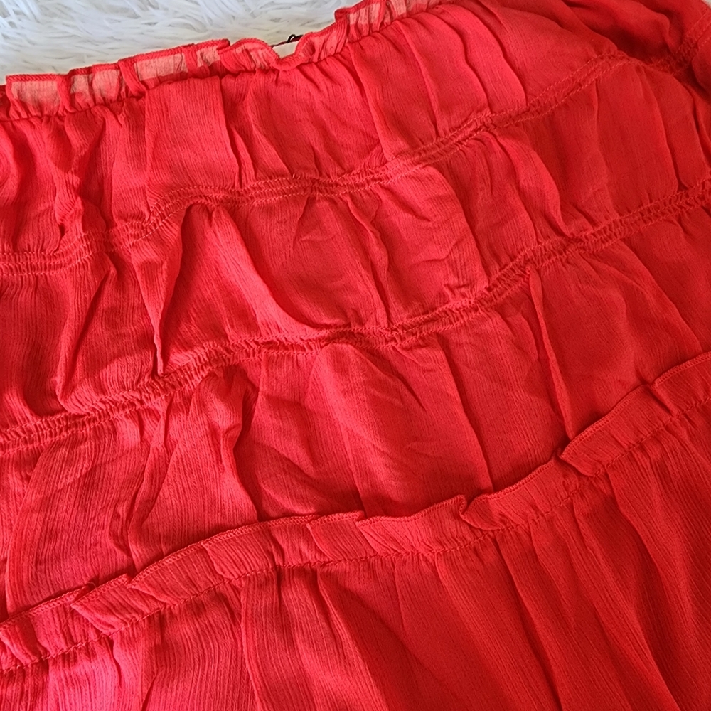 3/$20 - Red Chiffon High Waist Mini Skirt - Picture 5 of 8